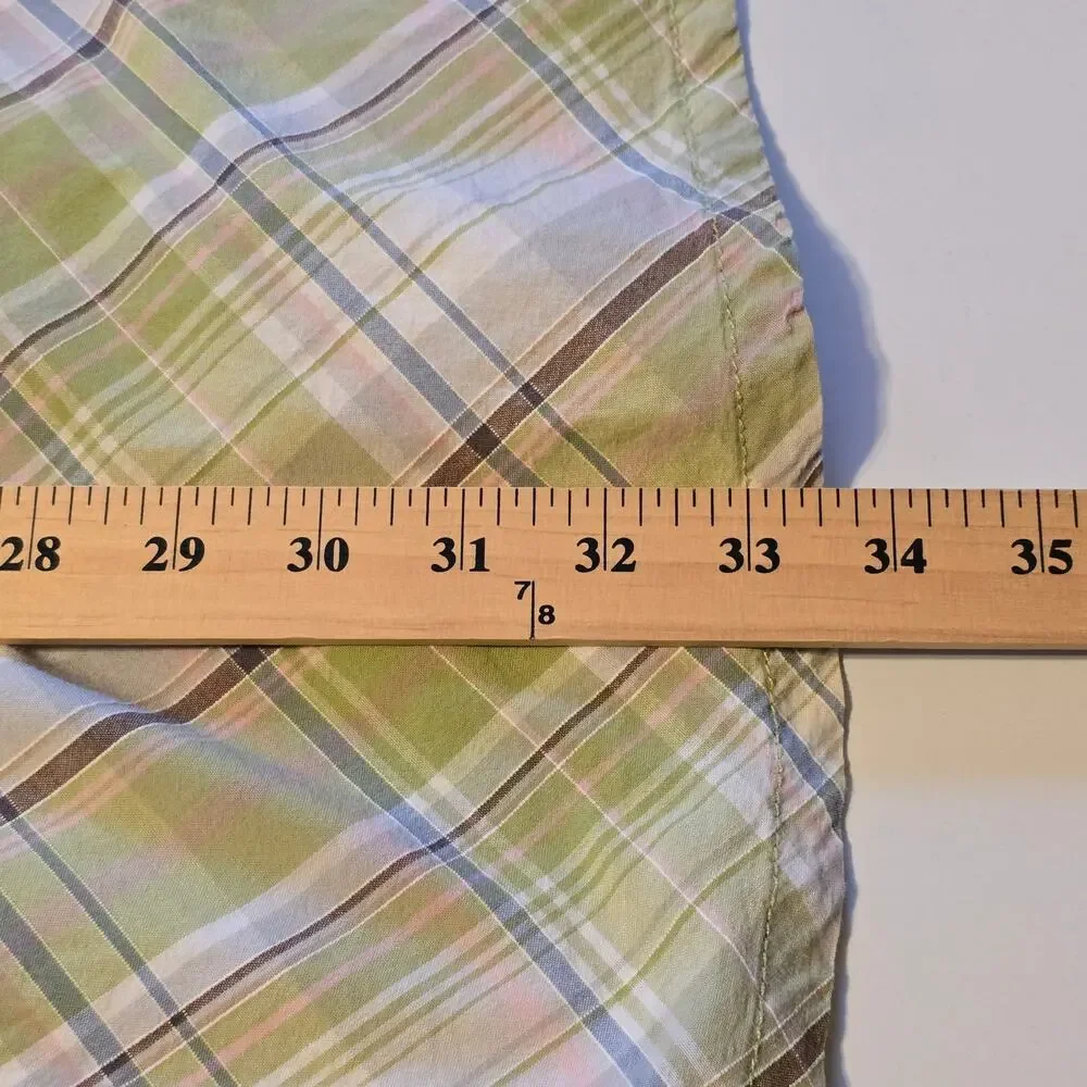 Vintage Tommy Jeans Babydoll Dress Womens Size Medium Green Plaid Preppy Y2K - Picture 12 of 14